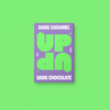 UP-UP Dark Caramel Dark Chocolate 120g, front of pack on a green background