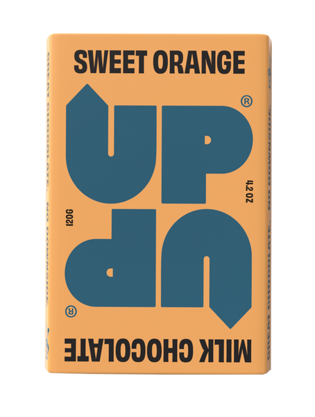 UP-UP Sweet Orange Milk Chocolate 120g, front of pack
