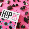 H!P Cookies NO Cream Oat M!lk Chocolate bar, close-up of wrapper with cookie pieces