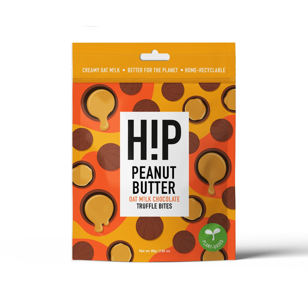 H!P Peanut Butter Chocolate Truffle Bites, front of sharing pouch