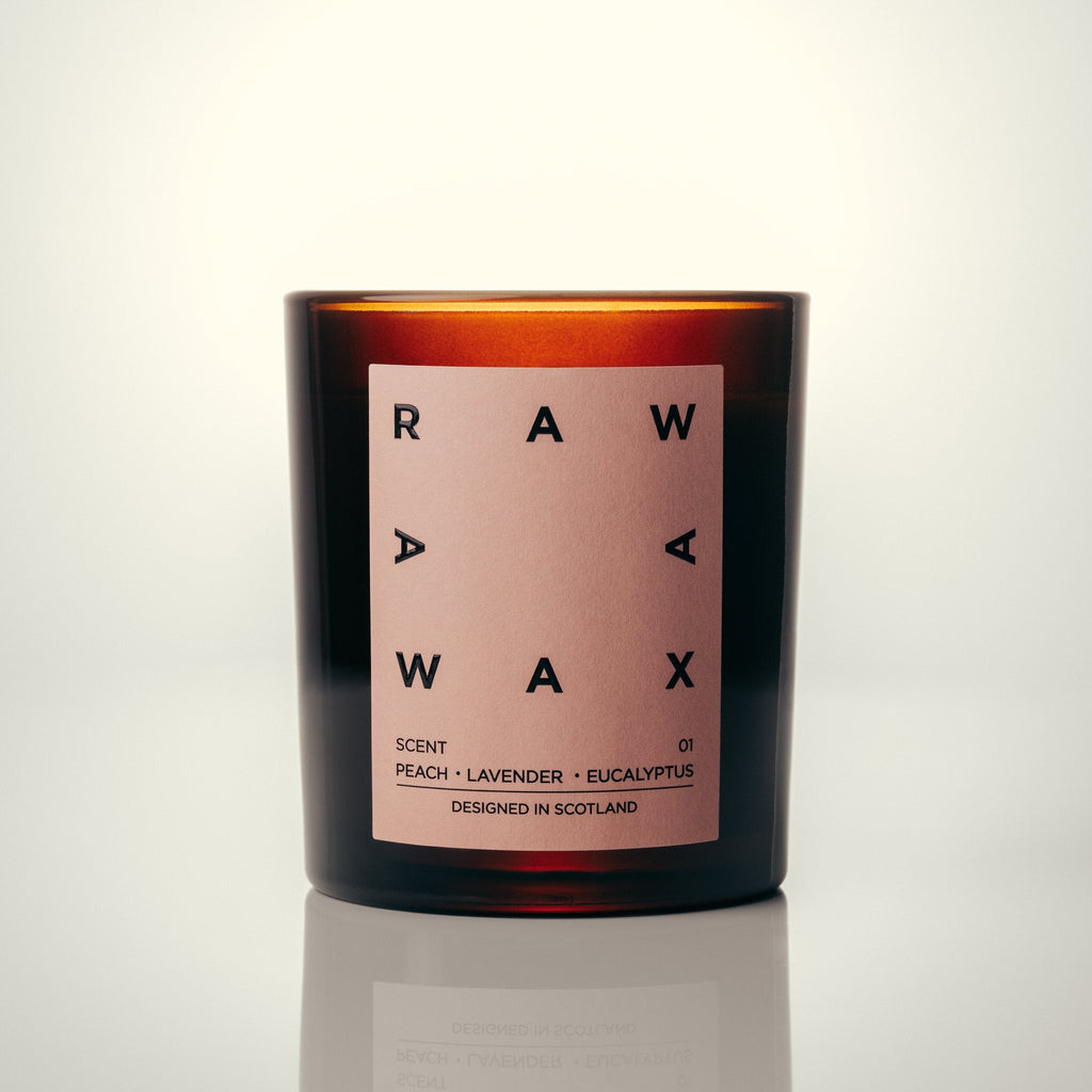 Raw Wax Scent 01 candle - peach, eucalyptus and lavender