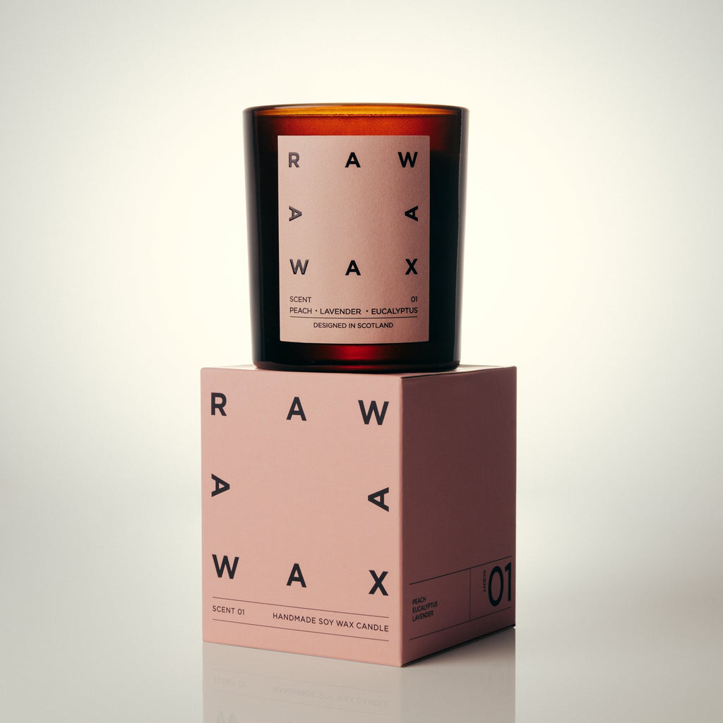 Raw Wax Scent 01 candle - peach, eucalyptus and lavender